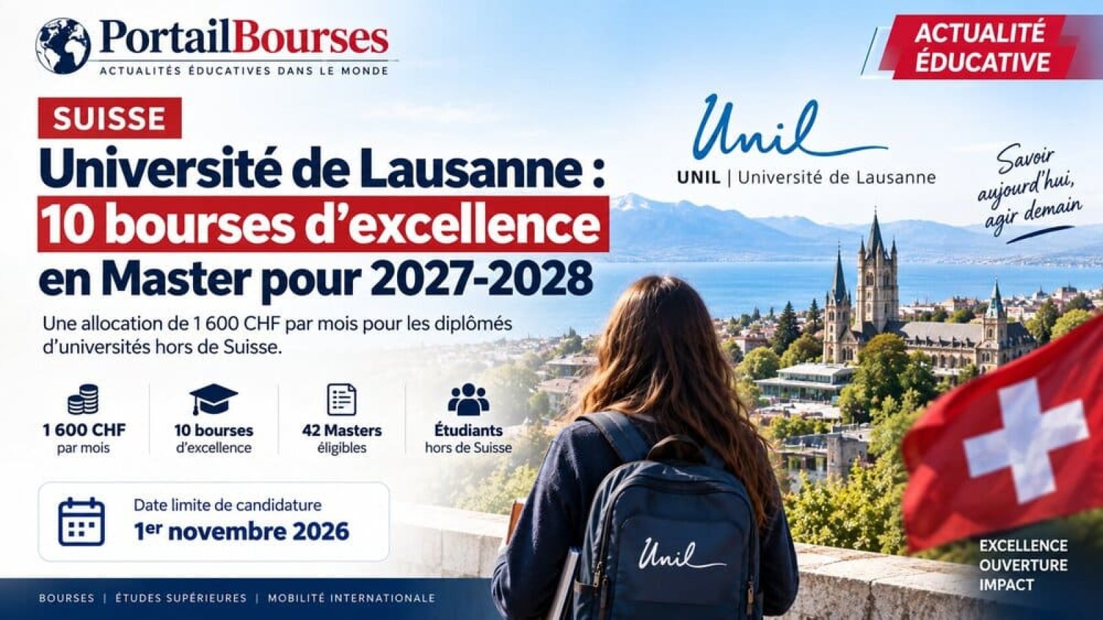 Etudier en Suisse : L’Université de Lausanne propose 10 bourses d’excellence