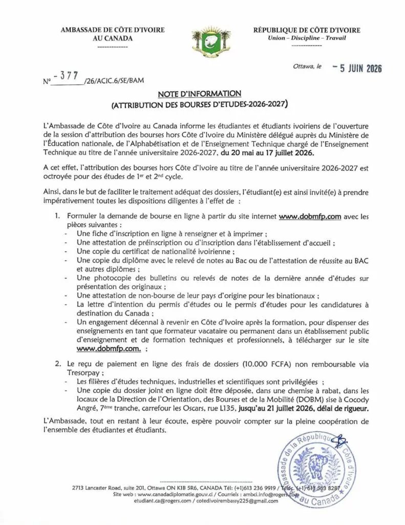 Mobilité académique : De nouvelles opportunités de bourses pour les étudiants ivoiriens
