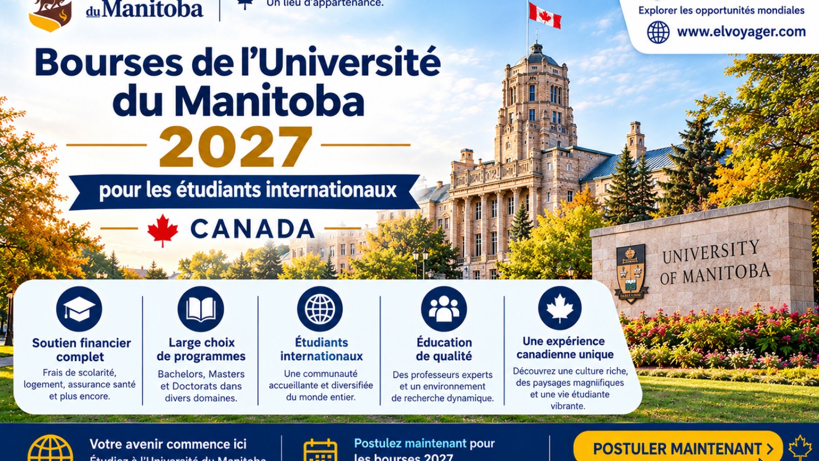 Canada : L’Université du Manitoba ouvre ses bourses aux étudiants internationaux pour 2027